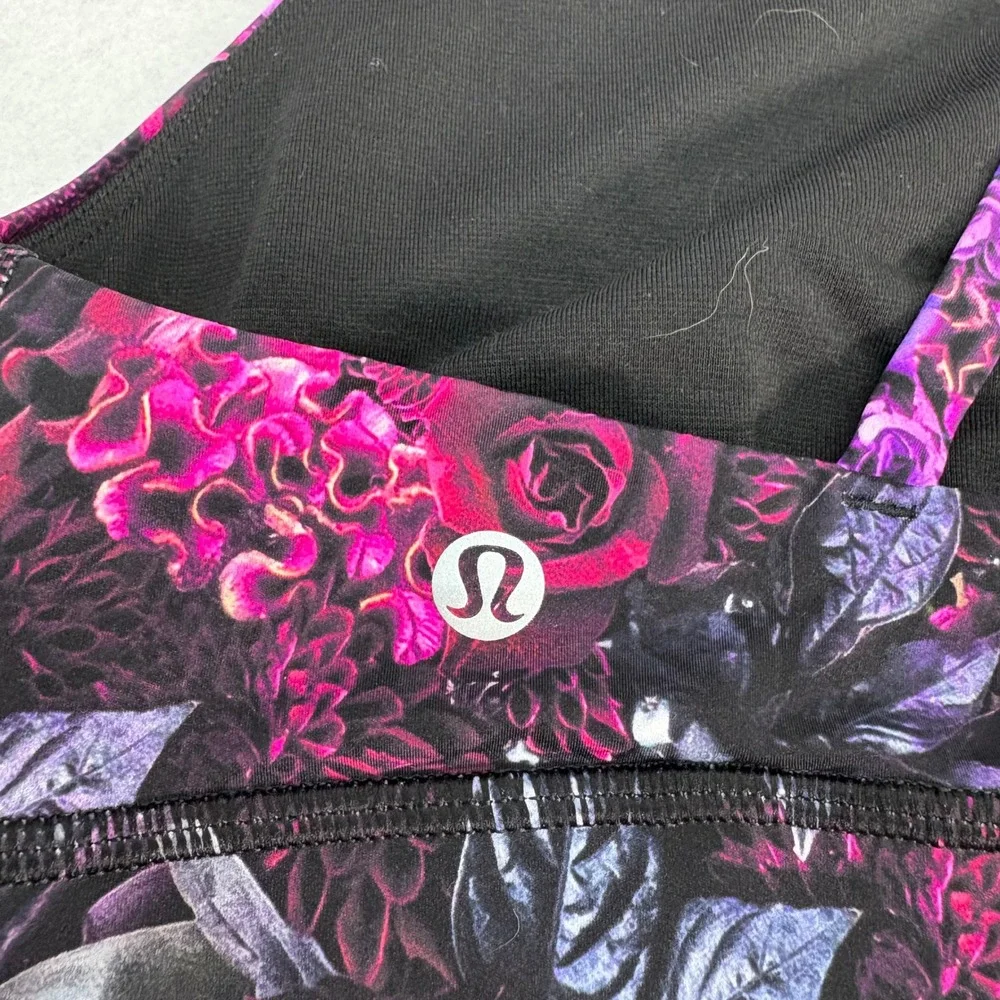 Lululemon Energy Bra Purple Bloom Floral Print Women's Size 6 Active Performance